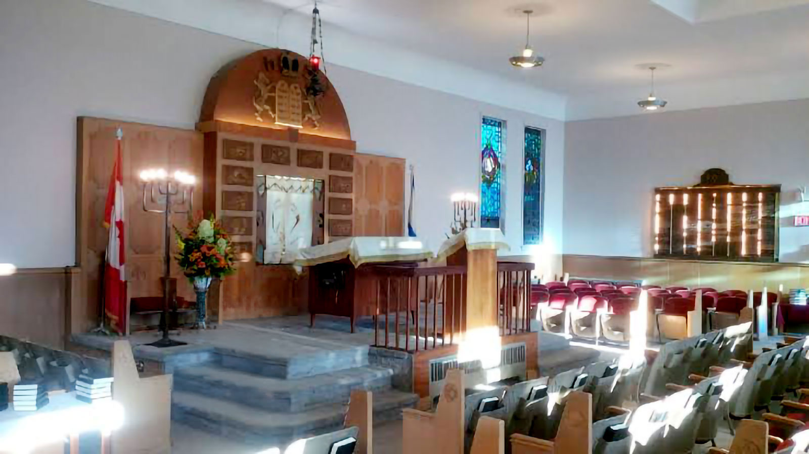 The sanctuary inside Beth Zion Congregation